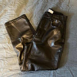 Vegan Leather Ankle Straight Pant